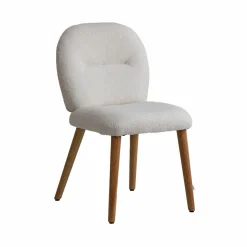 Chaise<Made in Meubles Chaise en tissu bouclette blanche Ayse (lot de 2)