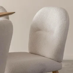 Chaise<Made in Meubles Chaise en tissu bouclette blanche Ayse (lot de 2)