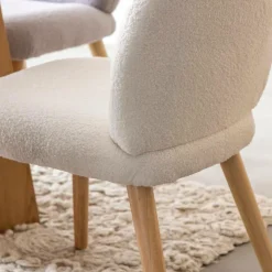 Chaise<Made in Meubles Chaise en tissu bouclette blanche Ayse (lot de 2)