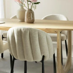 Chaise<Made in Meubles Chaise en tissu écru et pieds en métal Ondine (lot de 2)