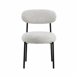 Chaise<Made in Meubles Chaise en tissu écru et pieds en métal noir Janis (lot de 2)