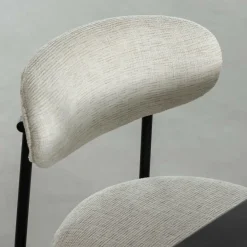 Chaise<Made in Meubles Chaise en tissu écru et pieds en métal noir Janis (lot de 2)