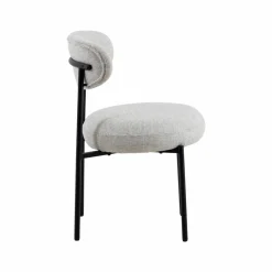 Chaise<Made in Meubles Chaise en tissu écru et pieds en métal noir Janis (lot de 2)