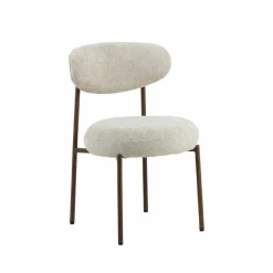 Chaise<Made in Meubles Chaise en tissu écru et pieds en métal effet bois Janis (lot de 2)