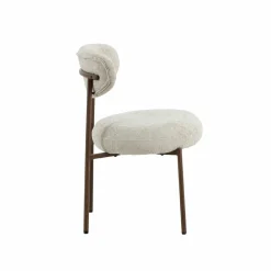 Chaise<Made in Meubles Chaise en tissu écru et pieds en métal effet bois Janis (lot de 2)