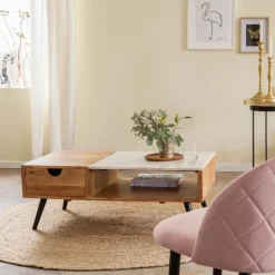 Chaise<Made in Meubles Chaise en tissu rose pâle et métal Jasmine (lot de 2)