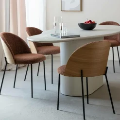 Chaise<Made in Meubles Chaise en tissu terracotta et bois clair Nyssa (lot de 2)