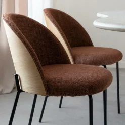 Chaise<Made in Meubles Chaise en tissu terracotta et bois clair Nyssa (lot de 2)