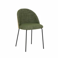 Chaise<Made in Meubles Chaise en tissu vert et bois clair Nyssa (lot de 2)