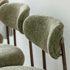 Chaise<Made in Meubles Chaise en tissu vert et métal effet bois Janis (lot de 2)