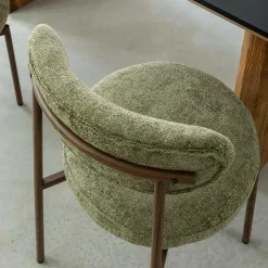 Chaise<Made in Meubles Chaise en tissu vert et métal effet bois Janis (lot de 2)