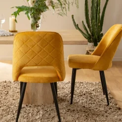 Chaise<Made in Meubles Chaise en velours moutarde Rumba (lot de 2)