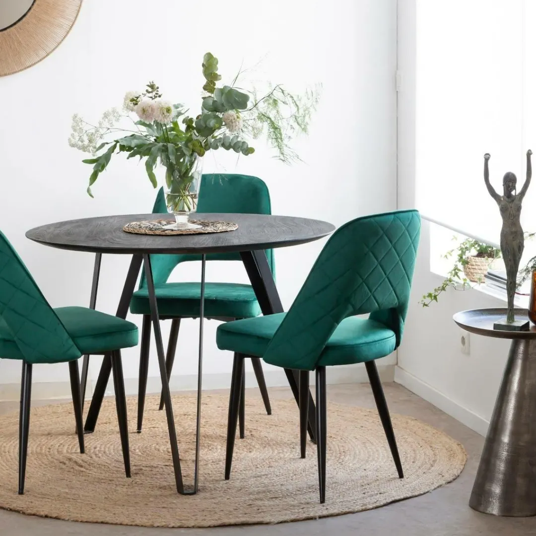 Chaise<Made in Meubles Chaise en velours vert Rumba (lot de 2)