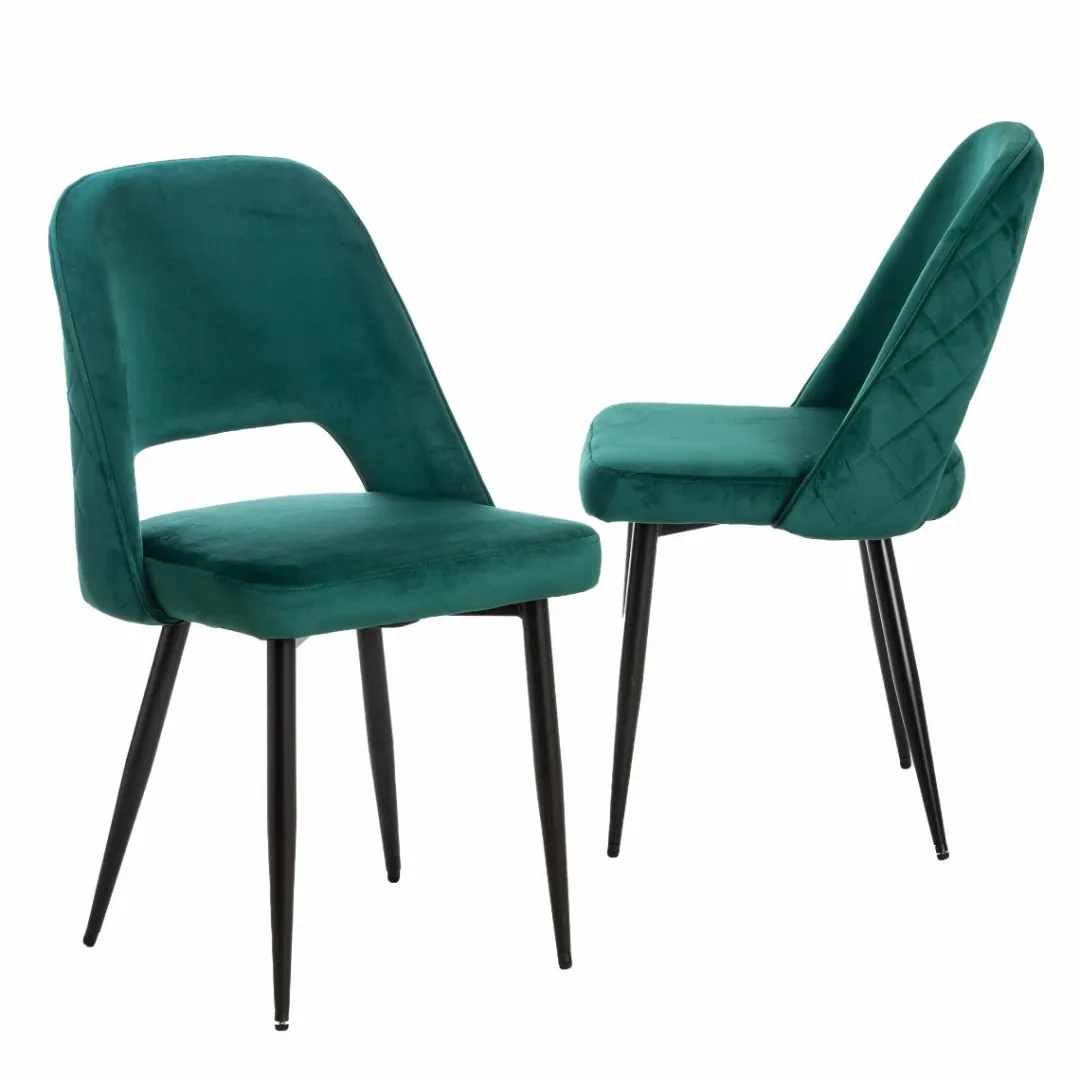 Chaise<Made in Meubles Chaise en velours vert Rumba (lot de 2)