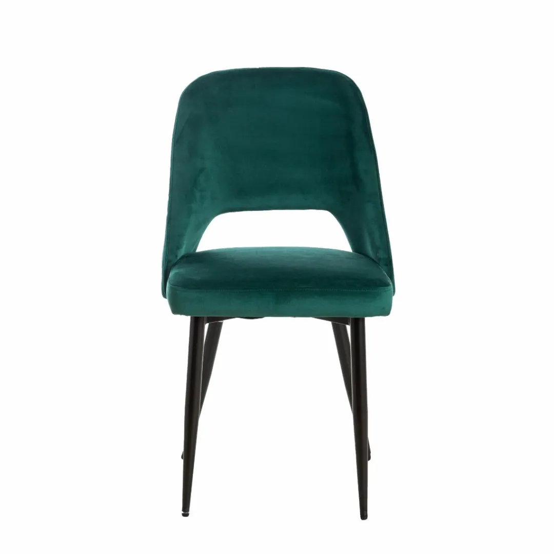 Chaise<Made in Meubles Chaise en velours vert Rumba (lot de 2)