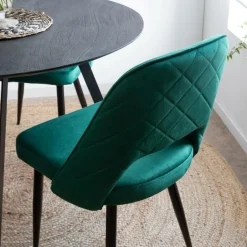 Chaise<Made in Meubles Chaise en velours vert Rumba (lot de 2)