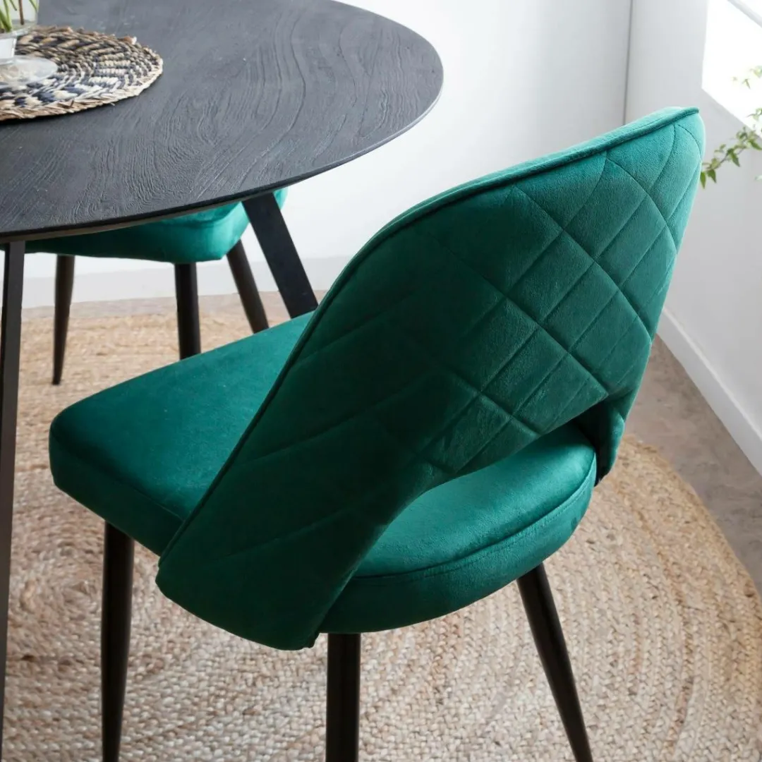 Chaise<Made in Meubles Chaise en velours vert Rumba (lot de 2)