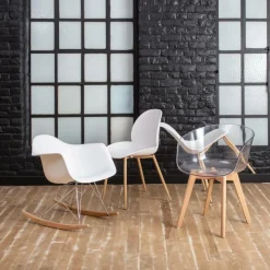 Chaise<Made in Meubles Chaise scandinave blanc pieds compas Marius (lot de 2)