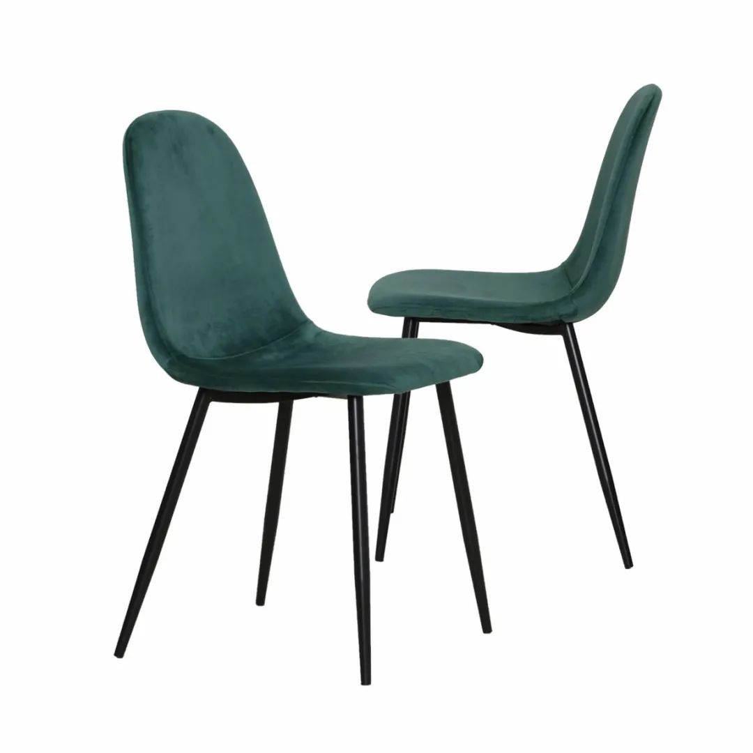 Chaise<Made in Meubles Chaise scandinave en velours vert Copenhague (lot de 2)