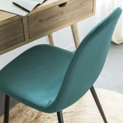 Chaise<Made in Meubles Chaise scandinave en velours vert Copenhague (lot de 2)