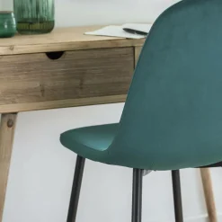Chaise<Made in Meubles Chaise scandinave en velours vert Copenhague (lot de 2)