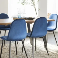 Chaise<Made in Meubles Chaise scandinave en velours bleu roi Copenhague (lot de 2)