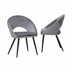 Chaise<Made in Meubles Chaise style fauteuil en velours gris souris Elouan (lot de 2)