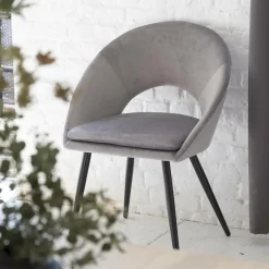 Chaise<Made in Meubles Chaise style fauteuil en velours gris souris Elouan (lot de 2)