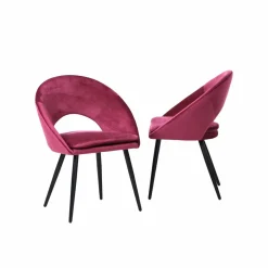 Chaise<Made in Meubles Chaise style fauteuil en velours rose framboise Elouan (lot de 2)