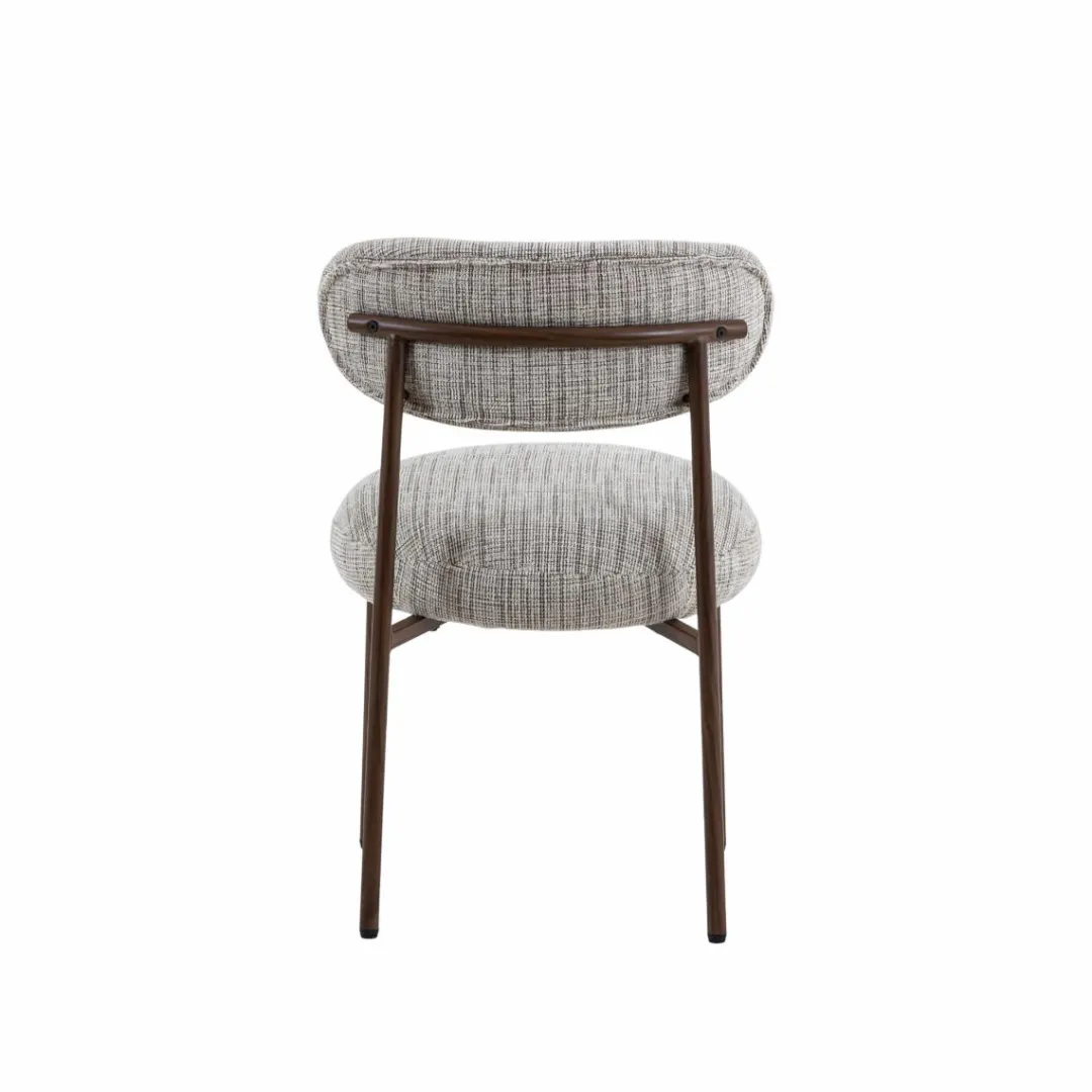 Chaise<Made in Meubles Chaise tissu écru chiné taupe pieds métal effet bois Janis (lot de 2)