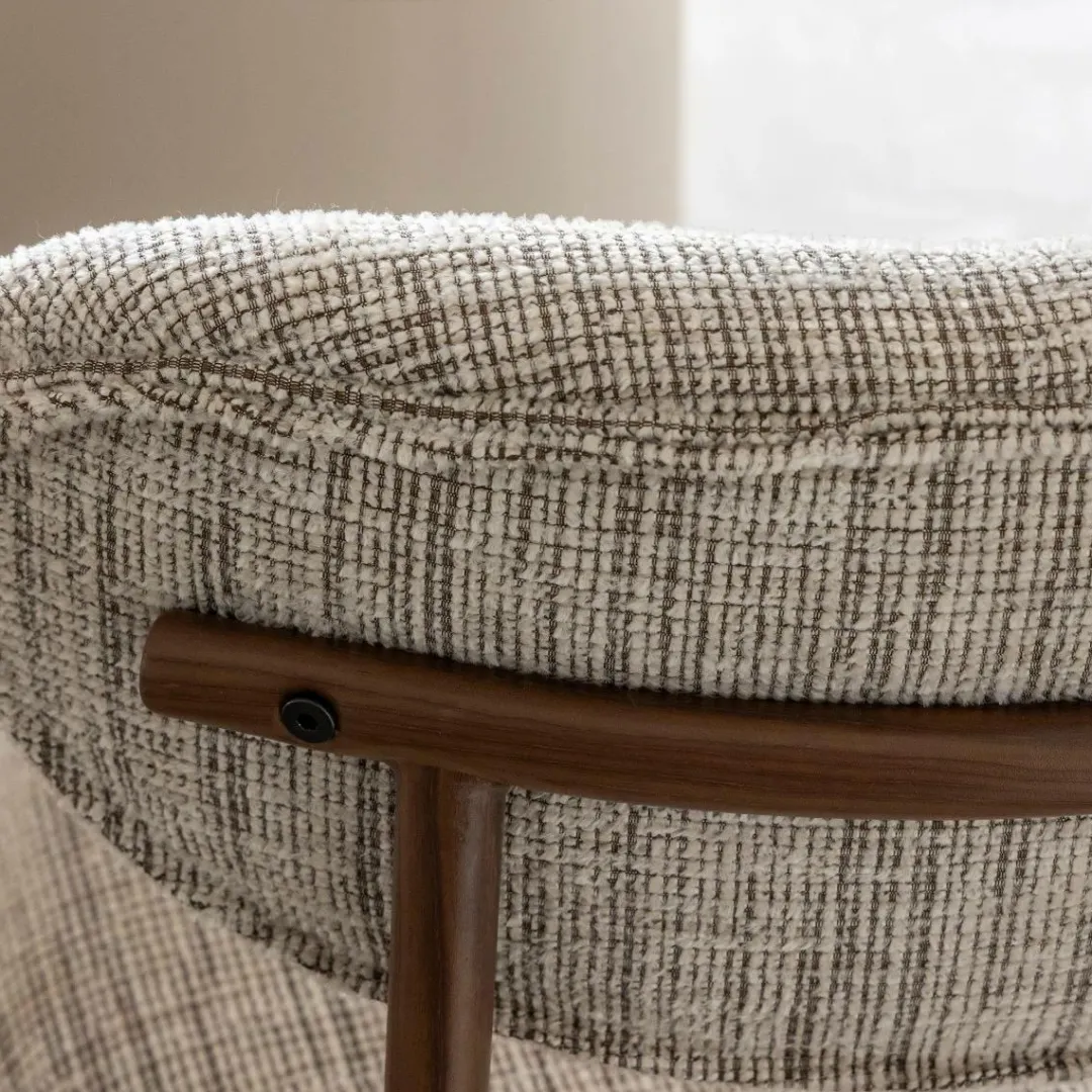 Chaise<Made in Meubles Chaise tissu écru chiné taupe pieds métal effet bois Janis (lot de 2)