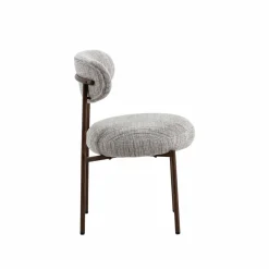 Chaise<Made in Meubles Chaise tissu écru chiné taupe pieds métal effet bois Janis (lot de 2)