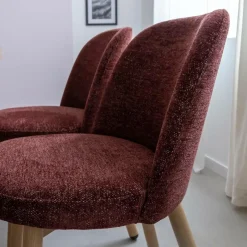 Chaise<Made in Meubles Chaise tissu terracotta et pieds en métal effet bois Vilma (lot de 2)