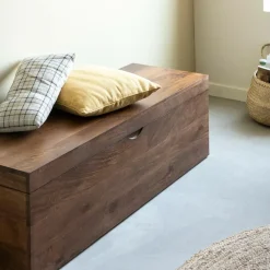 Banc|Meuble De Rangement<Made in Meubles Coffre banc en bois de manguier foncé Babeth