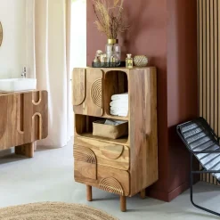 Colonne<Made in Meubles Colonne de salle de bain en bois d'acacia Tilio