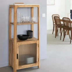 Colonne<Made in Meubles Colonne en bois d'acacia et marbre Emyr