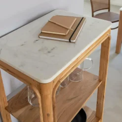 Colonne<Made in Meubles Colonne en bois d'acacia et marbre Emyr