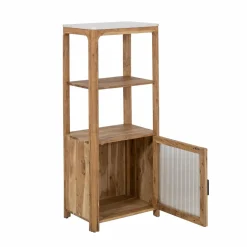 Colonne<Made in Meubles Colonne en bois d'acacia et marbre Emyr