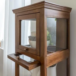 Vitrine<Made in Meubles Colonne vitrée en bois de manguier Remick