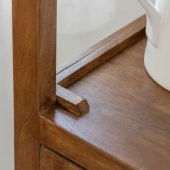 Vitrine<Made in Meubles Colonne vitrée en bois de manguier Remick