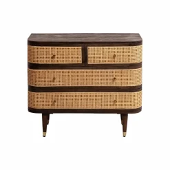 Commode<Made in Meubles Commode 4 tiroirs en bois de manguier et cannage Soren