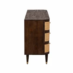 Commode<Made in Meubles Commode 6 tiroirs en bois de manguier et cannage Soren