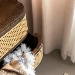 Commode<Made in Meubles Commode 6 tiroirs en bois de manguier et cannage Soren