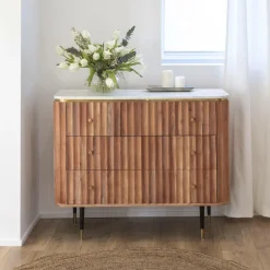 Commode<Made in Meubles Commode en bois d'acacia et marbre blanc Judith