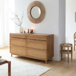 Commode<Made in Meubles Commode en bois de manguier et cannage Rim