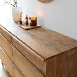 Commode<Made in Meubles Commode en bois de manguier et cannage Rim