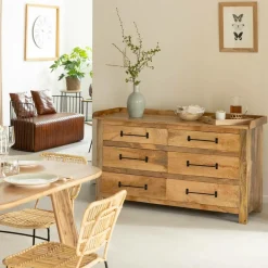 Commode<Made in Meubles Commode en bois de manguier 6 tiroirs Dolly