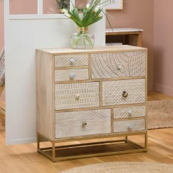 Commode<Made in Meubles Commode en bois de manguier et métal Vic