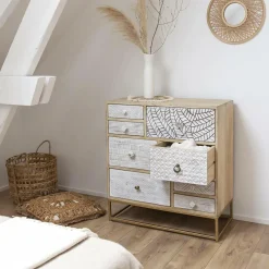 Commode<Made in Meubles Commode en bois de manguier et métal Vic