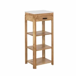 Table Console<Made in Meubles Console avec tiroir en bois d'acacia et marbre Emyr